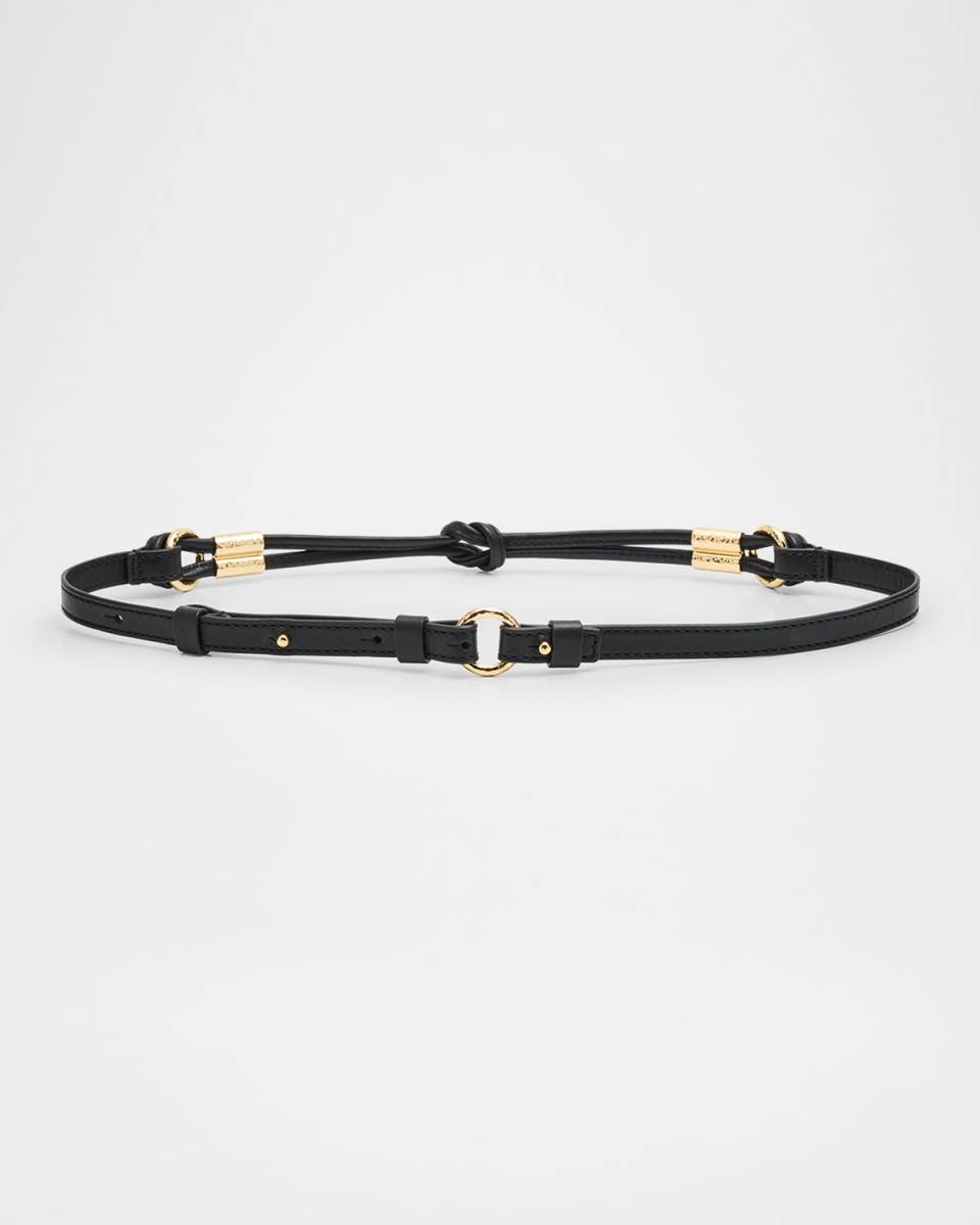Ivy Knotted Rope Leather Skinny Belt
